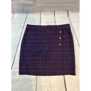 Talbots Petite 16P Wool Blend Plaid Skirt NWOT Lined Side Zip Decorative Buttons
